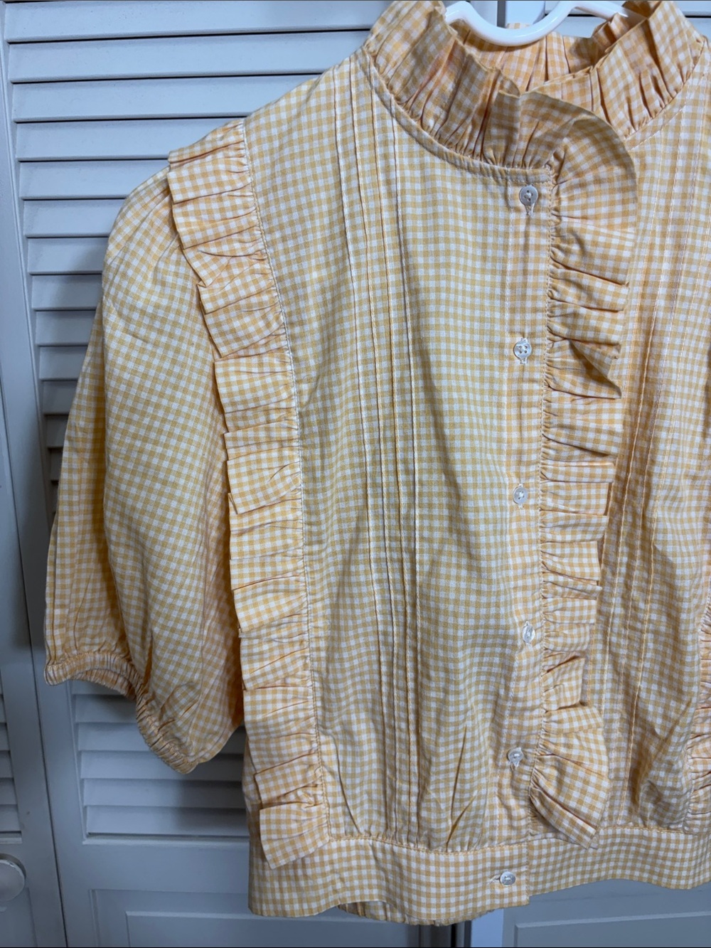 Emile et Ida Zolia Vichy blouse Ruffled 100% Cotton Medium - Picture 6 of 13
